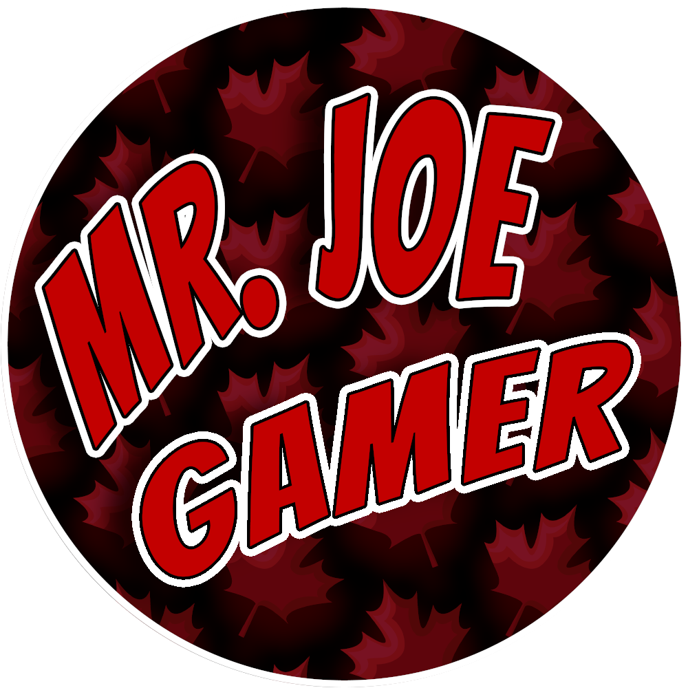 Mr Joe Gamer logo with red maple leaf background
